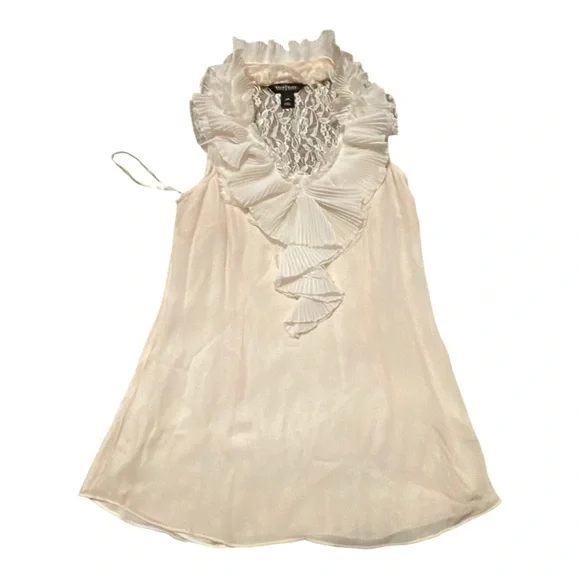 White House Black Market Cream Ruffle Blouse - Picture 2 of 5